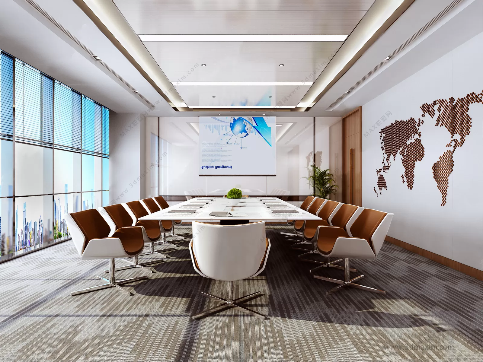 3D OFFICE INTERIOR (VRAY) – MEETING ROOM 3D SCENES – 010