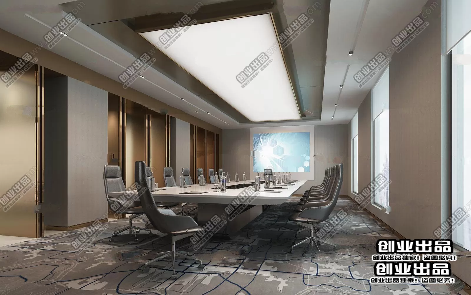 3D OFFICE INTERIOR (VRAY) – MEETING ROOM 3D SCENES – 015