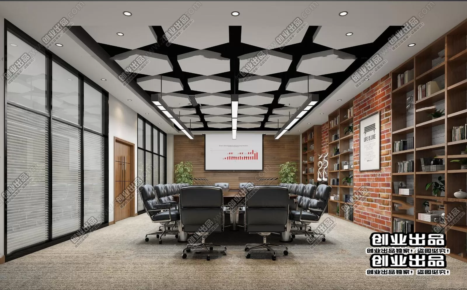 3D OFFICE INTERIOR (VRAY) – MEETING ROOM 3D SCENES – 020
