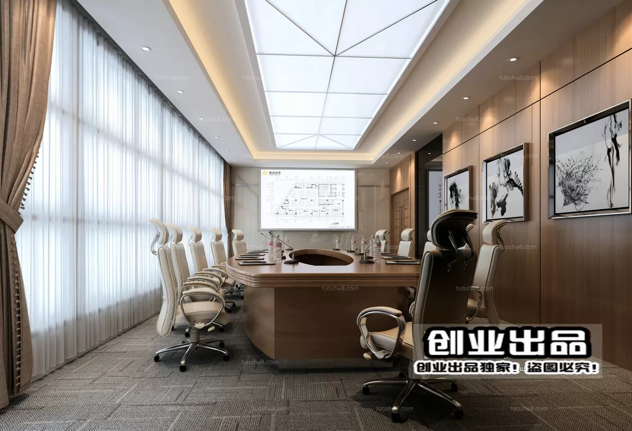 3D OFFICE INTERIOR (VRAY) – MEETING ROOM 3D SCENES – 023