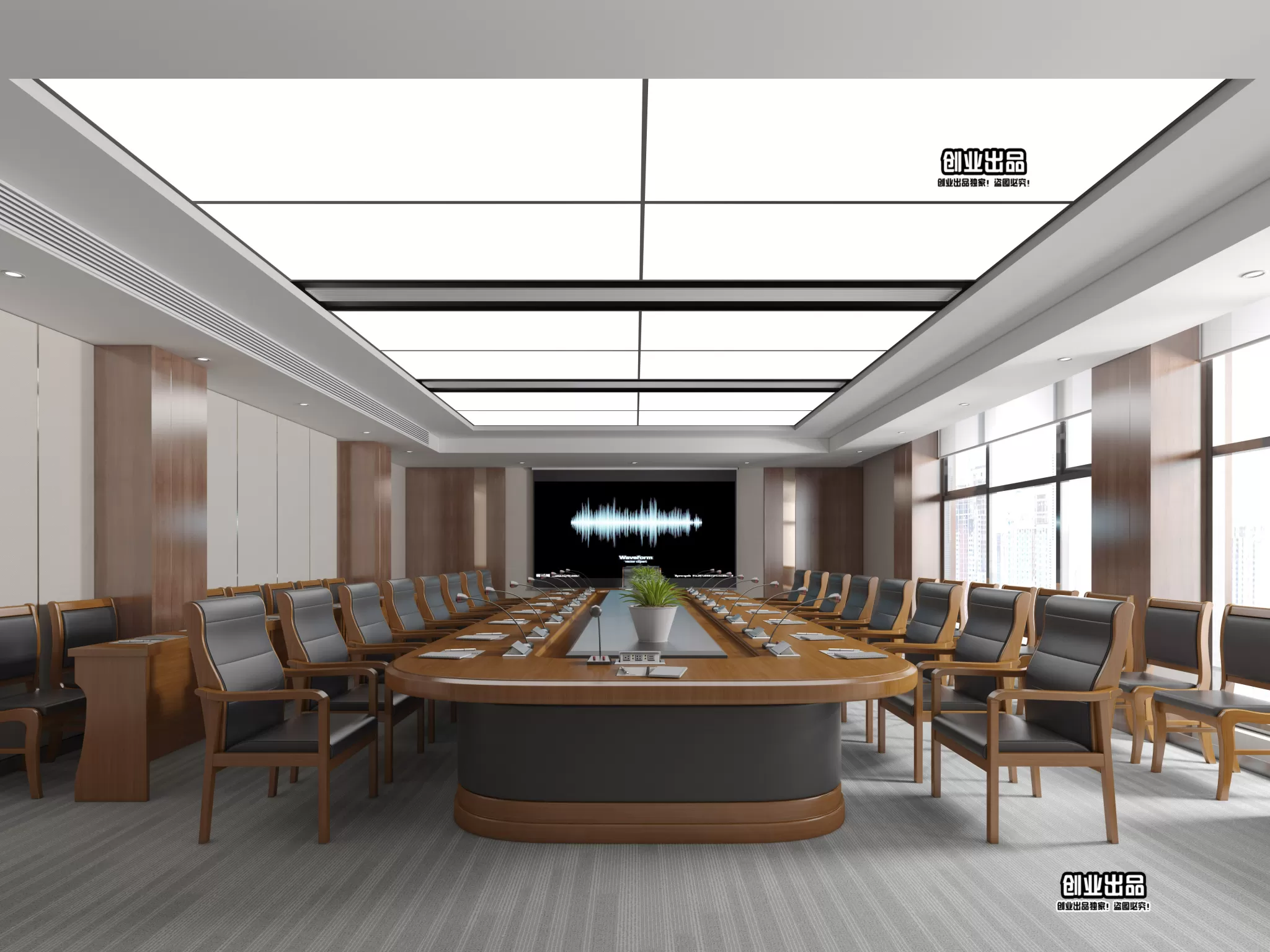 3D OFFICE INTERIOR (VRAY) – MEETING ROOM 3D SCENES – 037