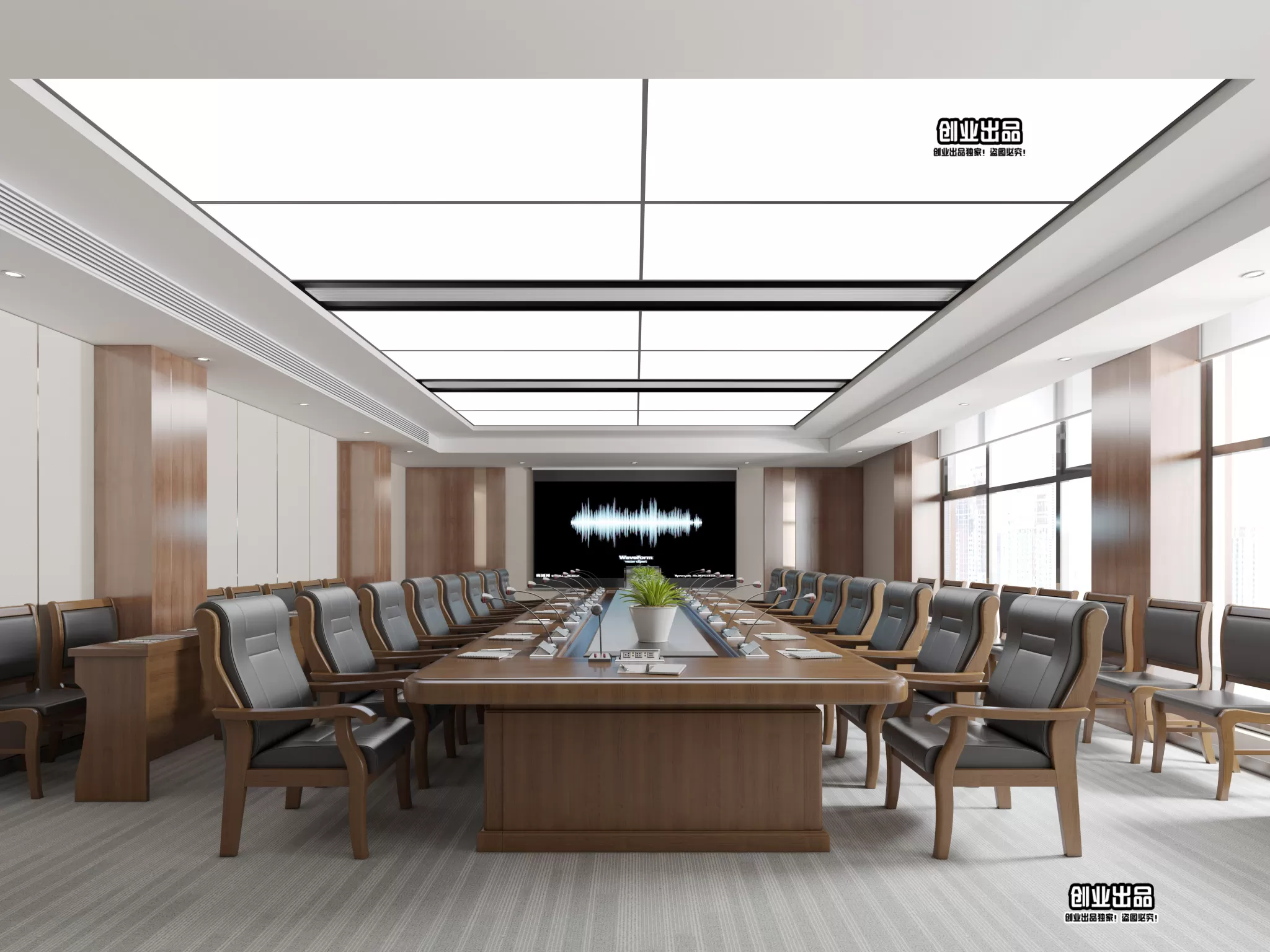 3D OFFICE INTERIOR (VRAY) – MEETING ROOM 3D SCENES – 038
