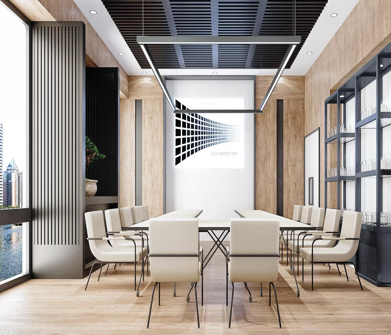 3D OFFICE INTERIOR (VRAY) – MEETING ROOM 3D SCENES – 043