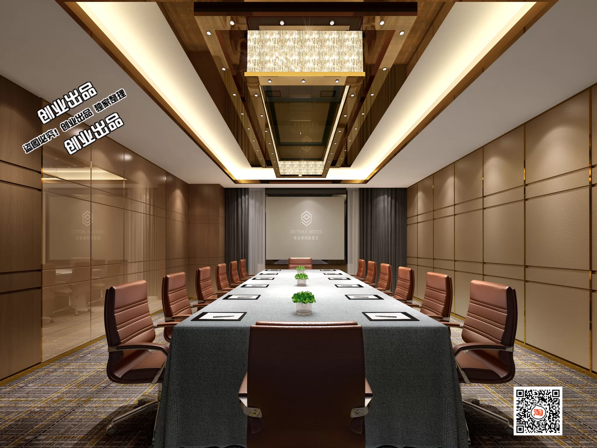 3D OFFICE INTERIOR (VRAY) – MEETING ROOM 3D SCENES – 052