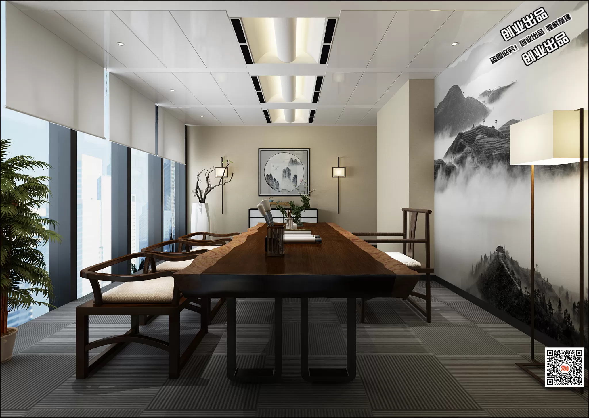 3D OFFICE INTERIOR (VRAY) – MEETING ROOM 3D SCENES – 055