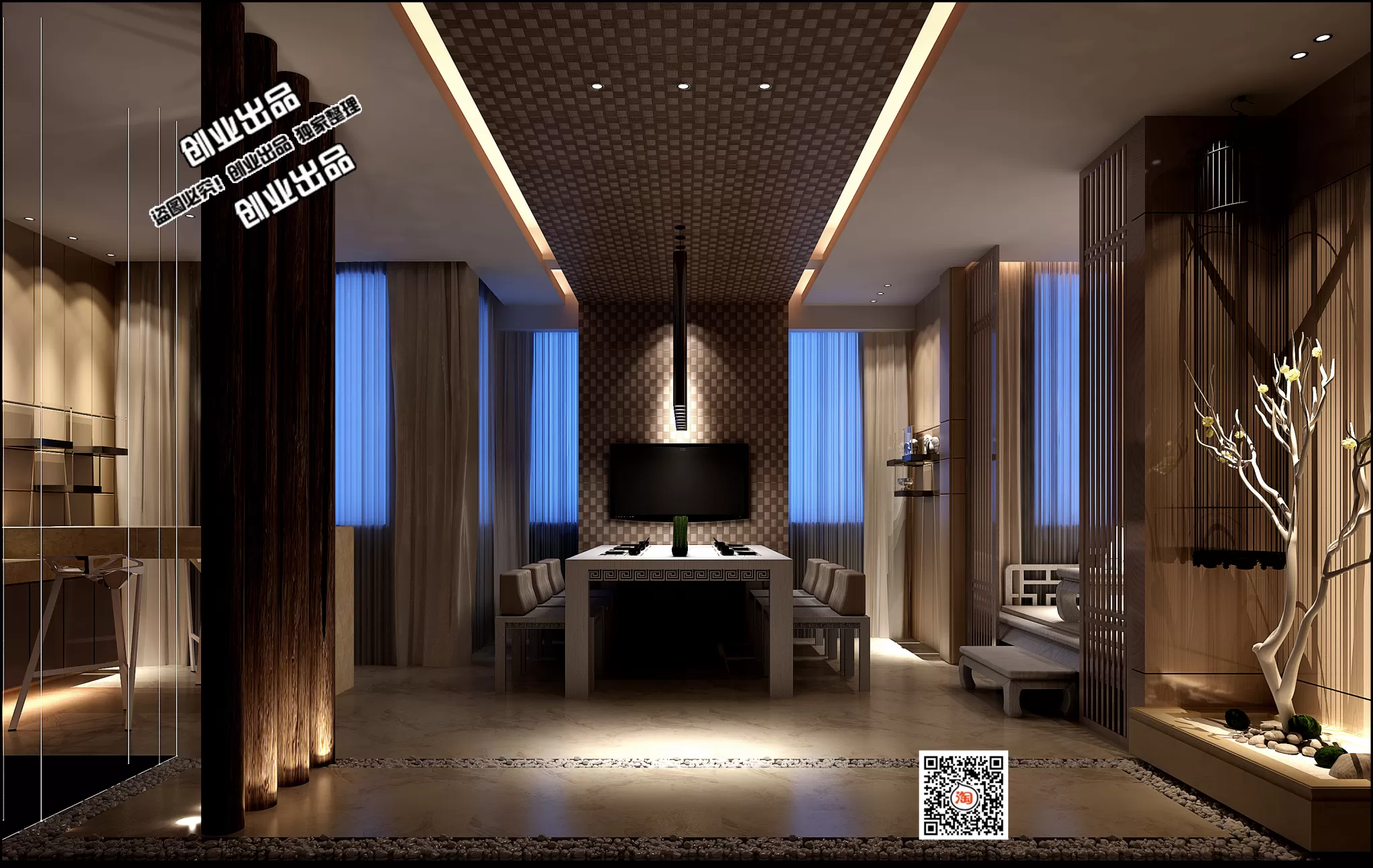 3D OFFICE INTERIOR (VRAY) – MEETING ROOM 3D SCENES – 056