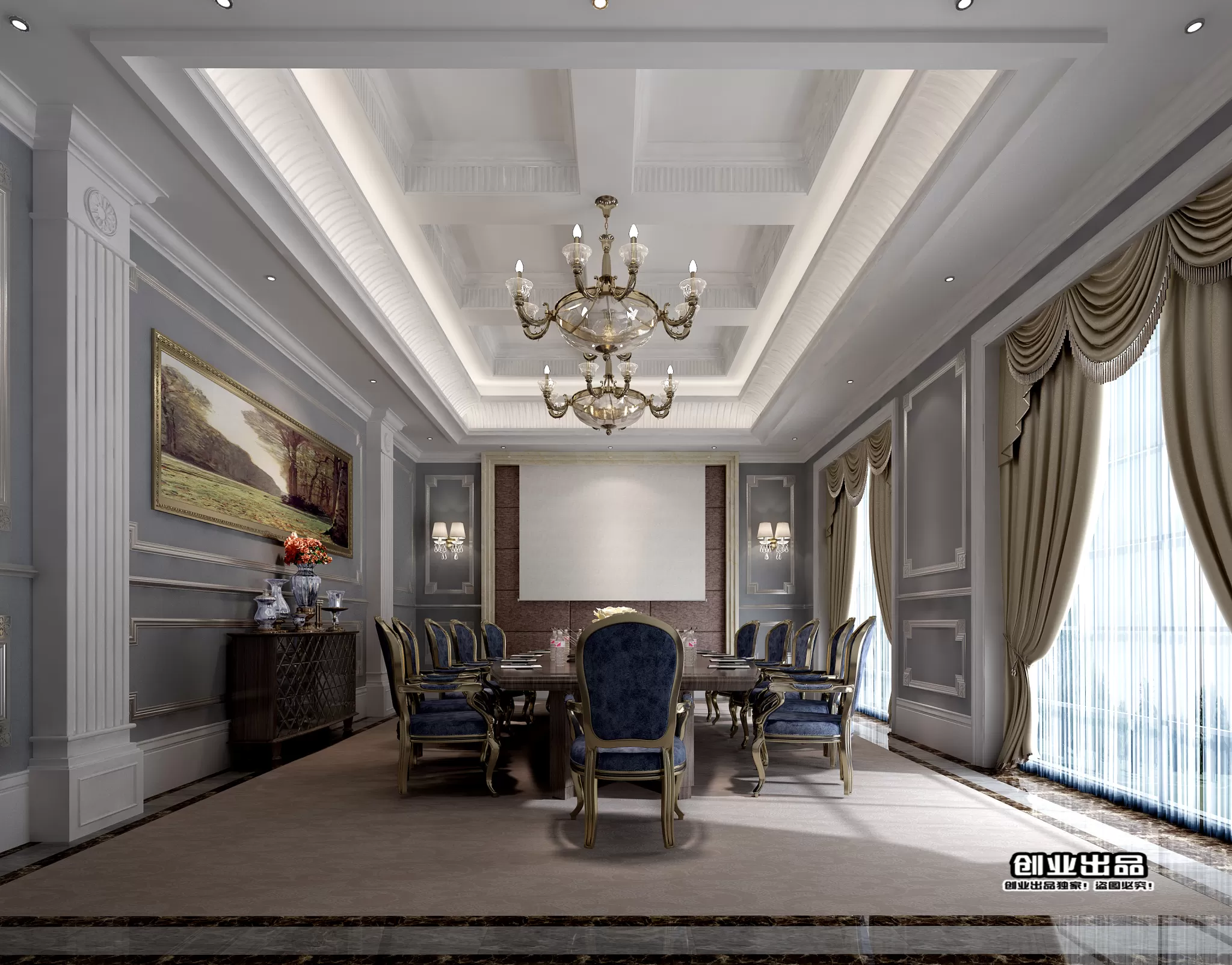 3D OFFICE INTERIOR (VRAY) – MEETING ROOM 3D SCENES – 069