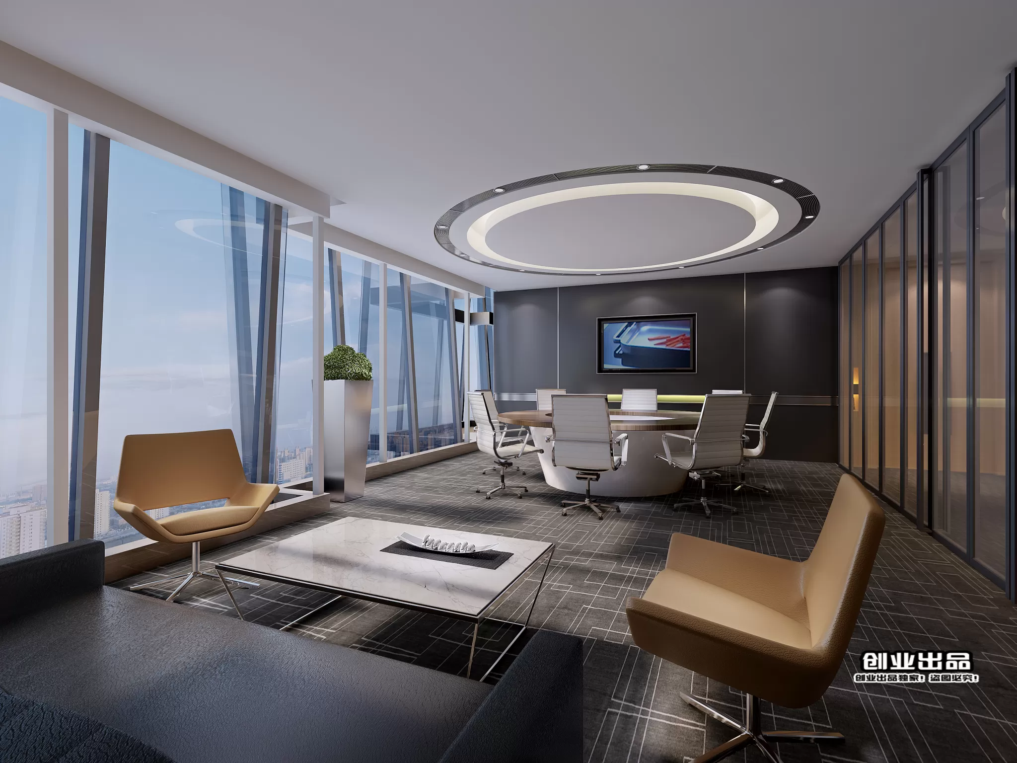 3D OFFICE INTERIOR (VRAY) – MEETING ROOM 3D SCENES – 070