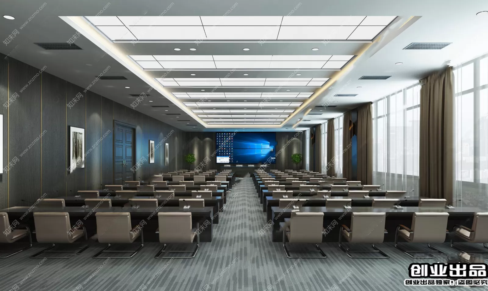 3D OFFICE INTERIOR (VRAY) – MEETING ROOM 3D SCENES – 077