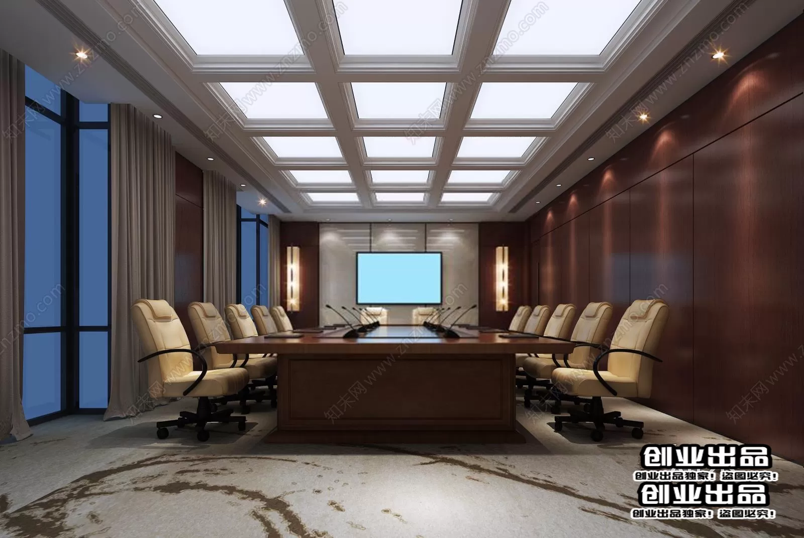 3D OFFICE INTERIOR (VRAY) – MEETING ROOM 3D SCENES – 079