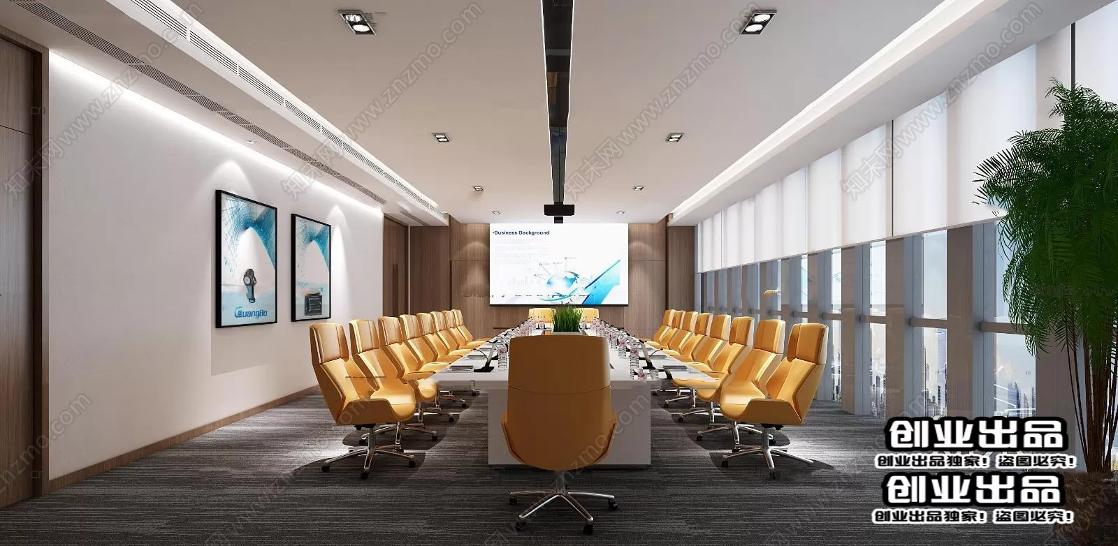 3D OFFICE INTERIOR (VRAY) – MEETING ROOM 3D SCENES – 085