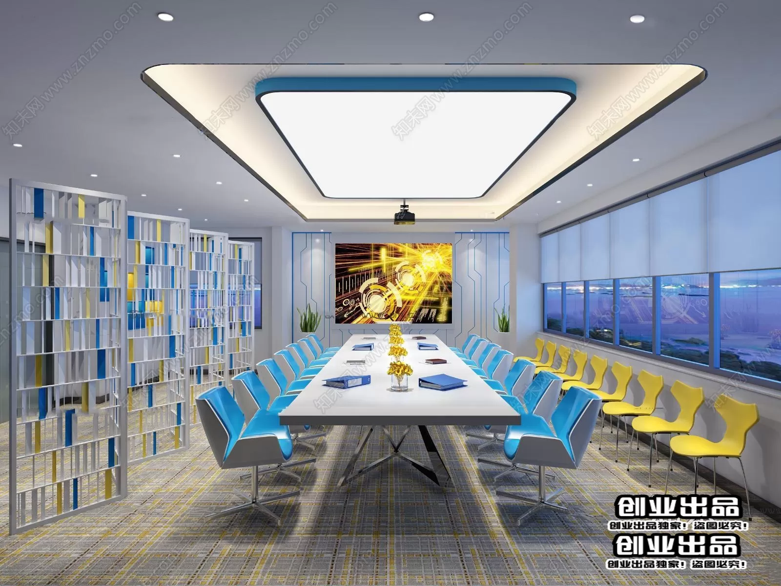 3D OFFICE INTERIOR (VRAY) – MEETING ROOM 3D SCENES – 086