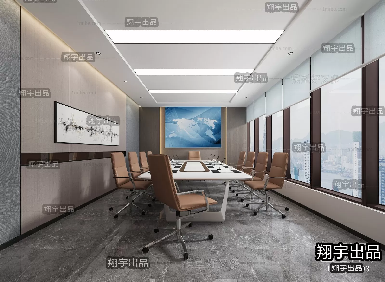 3D OFFICE INTERIOR (VRAY) – MEETING ROOM 3D SCENES – 098