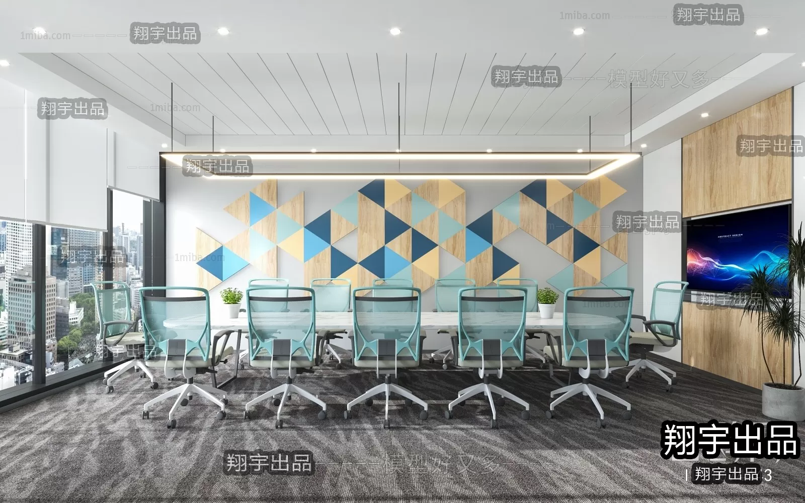 3D OFFICE INTERIOR (VRAY) – MEETING ROOM 3D SCENES – 105