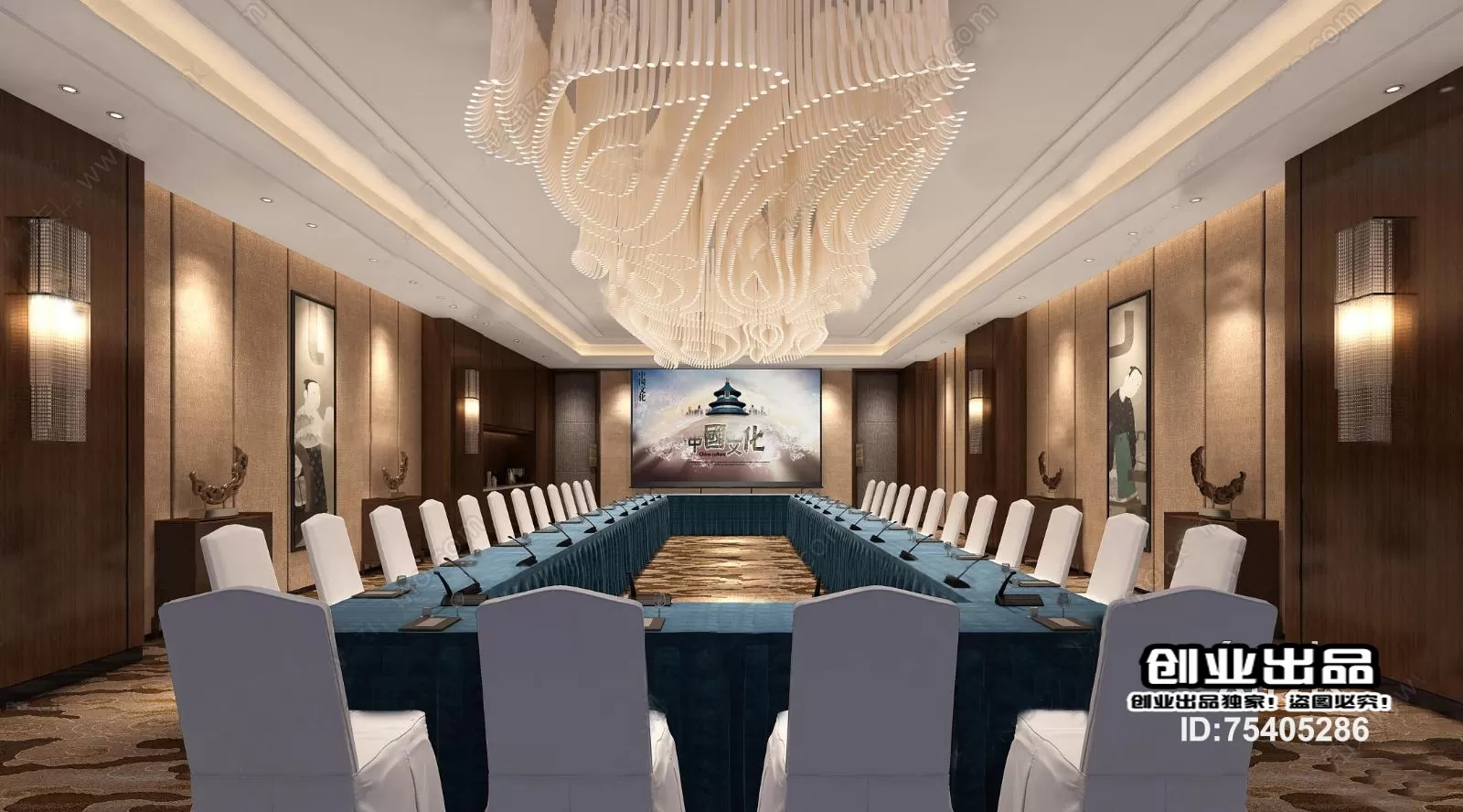 3D OFFICE INTERIOR (VRAY) – MEETING ROOM 3D SCENES – 122