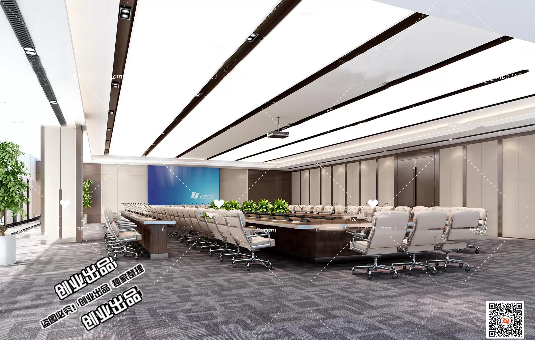 3D OFFICE INTERIOR (VRAY) – MEETING ROOM 3D SCENES – 124