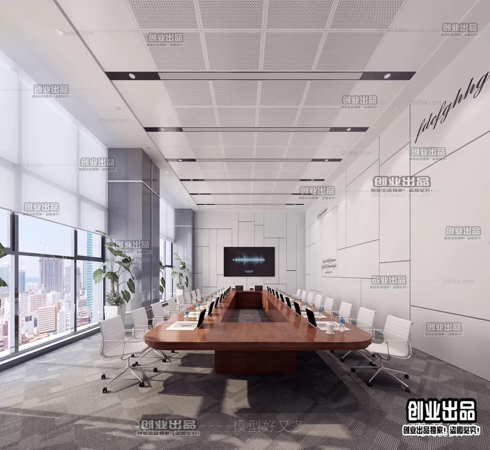 3D OFFICE INTERIOR (VRAY) – MEETING ROOM 3D SCENES – 127