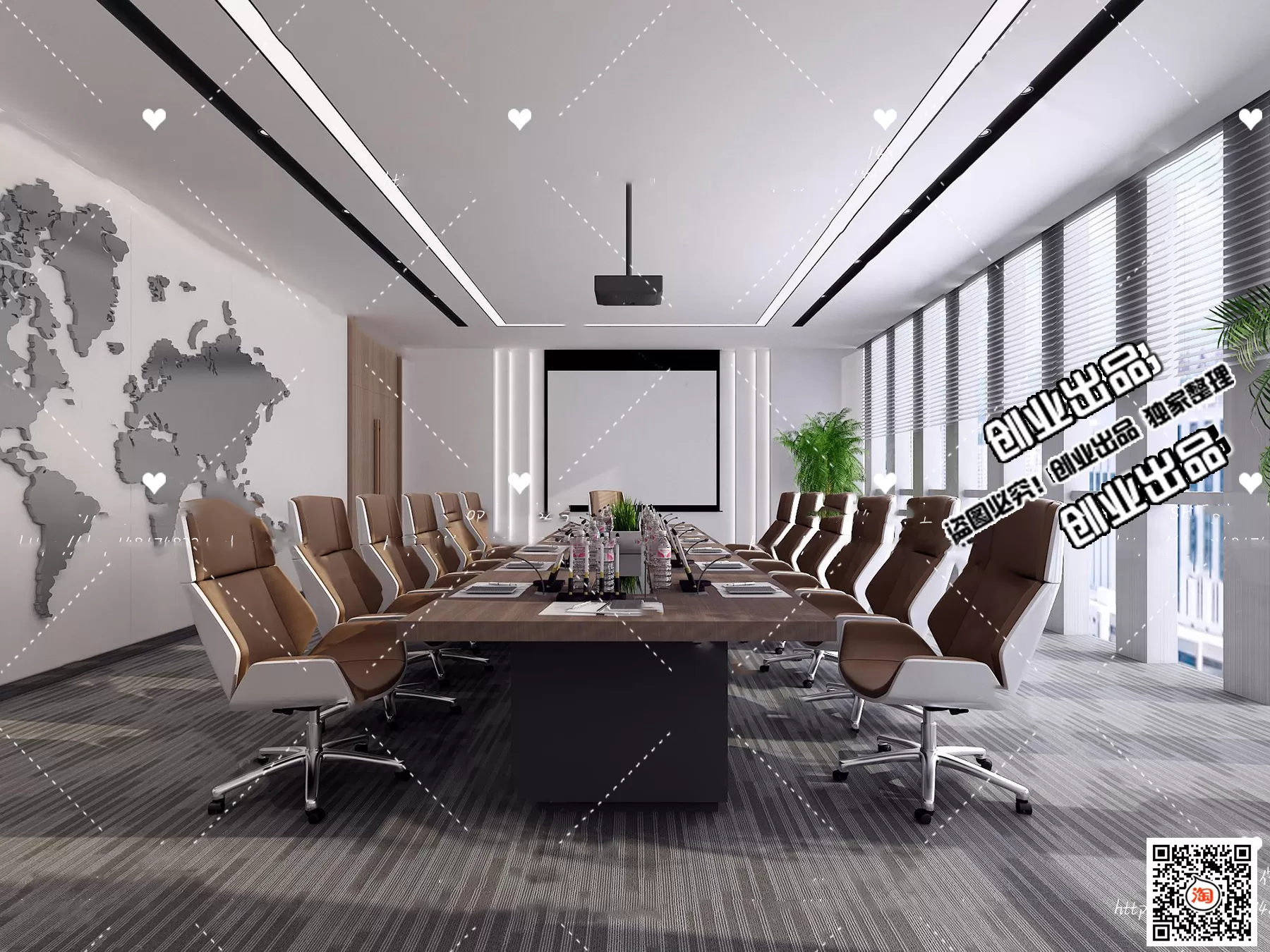 3D OFFICE INTERIOR (VRAY) – MEETING ROOM 3D SCENES – 131