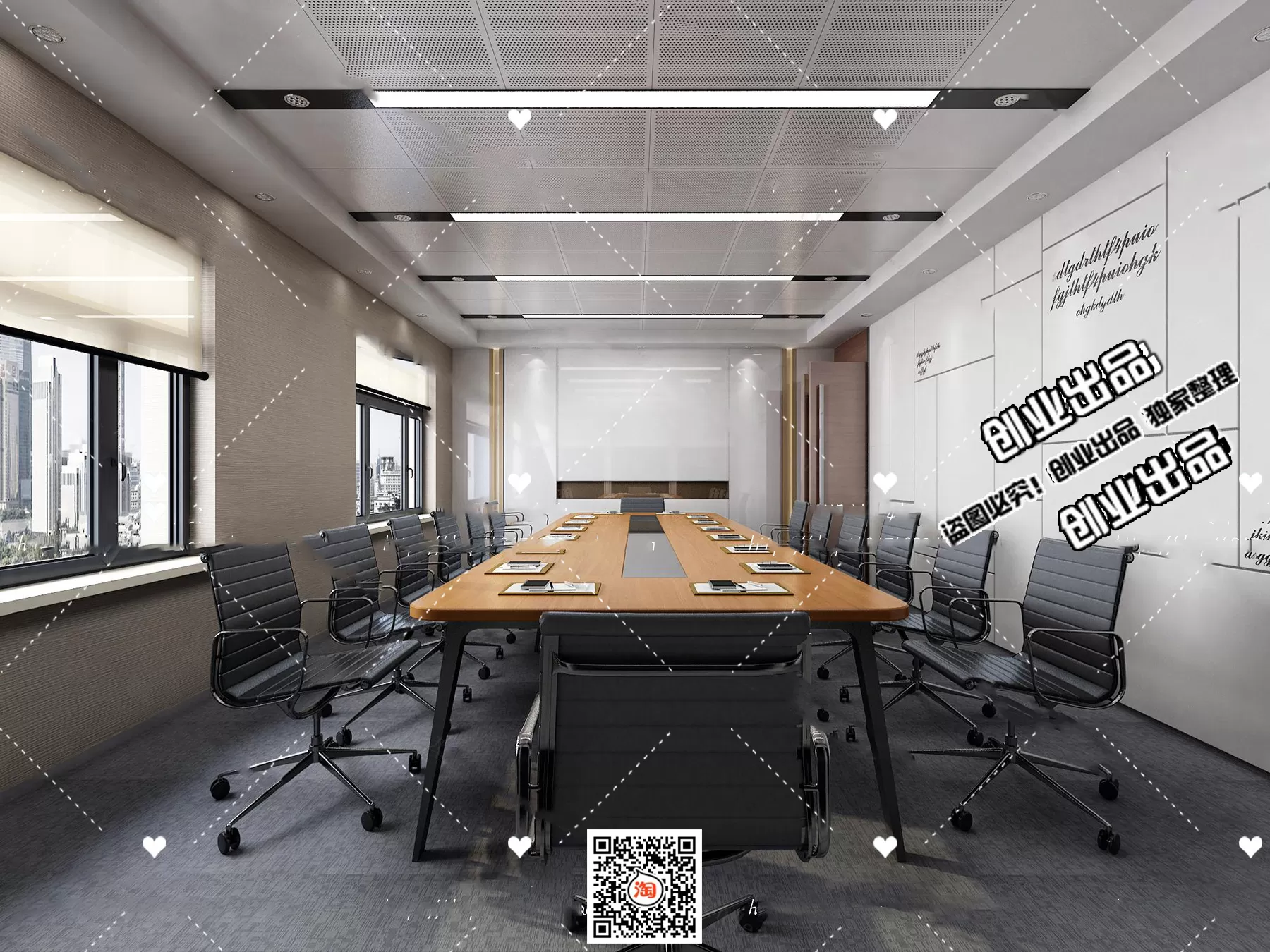 3D OFFICE INTERIOR (VRAY) – MEETING ROOM 3D SCENES – 134