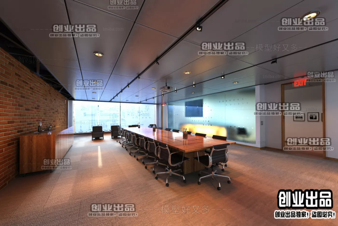 3D OFFICE INTERIOR (VRAY) – MEETING ROOM 3D SCENES – 135