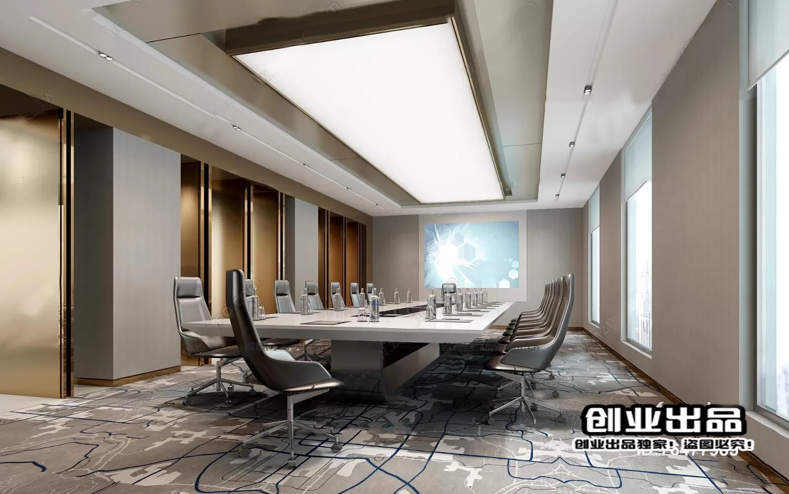 3D OFFICE INTERIOR (VRAY) – MEETING ROOM 3D SCENES – 138