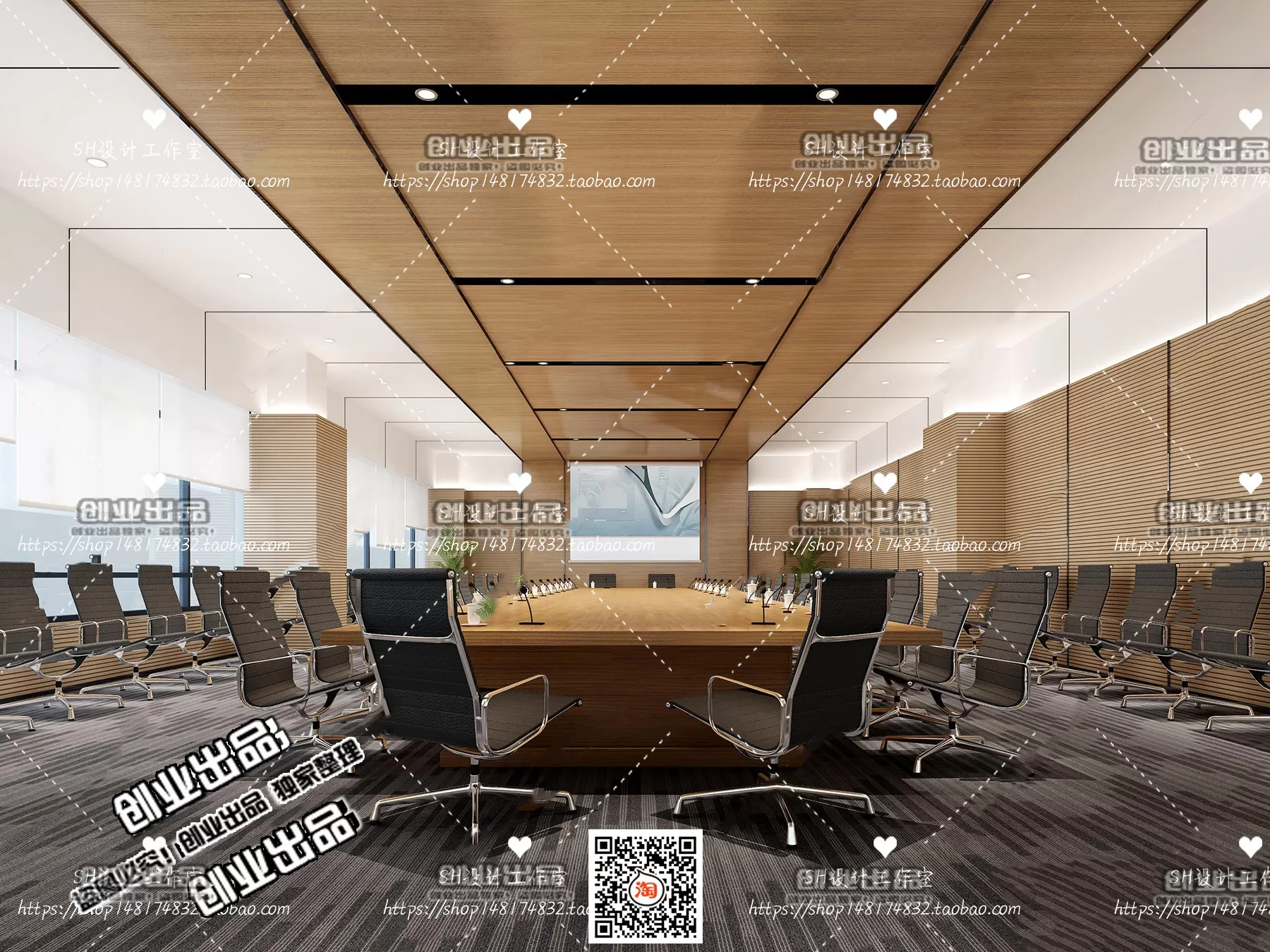 3D OFFICE INTERIOR (VRAY) – MEETING ROOM 3D SCENES – 144