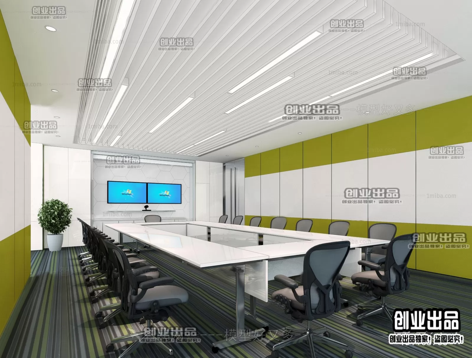 3D OFFICE INTERIOR (VRAY) – MEETING ROOM 3D SCENES – 146