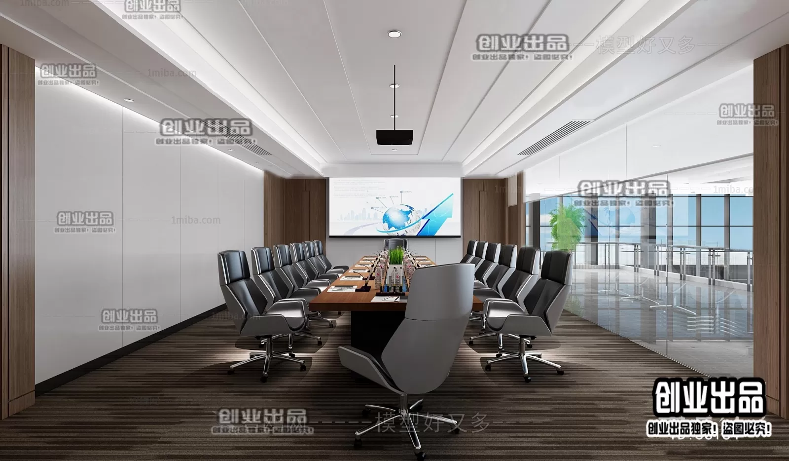3D OFFICE INTERIOR (VRAY) – MEETING ROOM 3D SCENES – 150