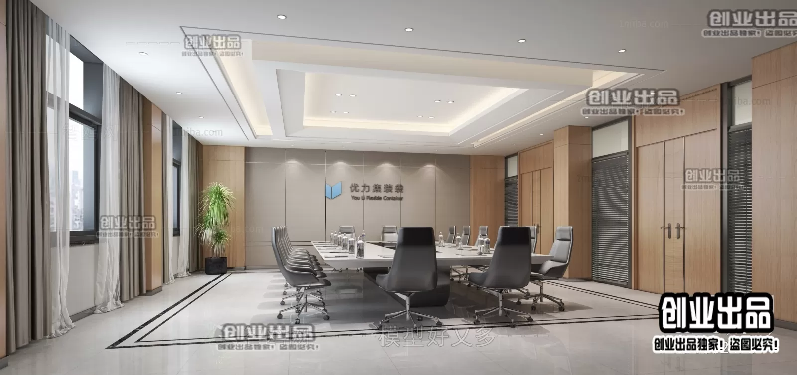 3D OFFICE INTERIOR (VRAY) – MEETING ROOM 3D SCENES – 152
