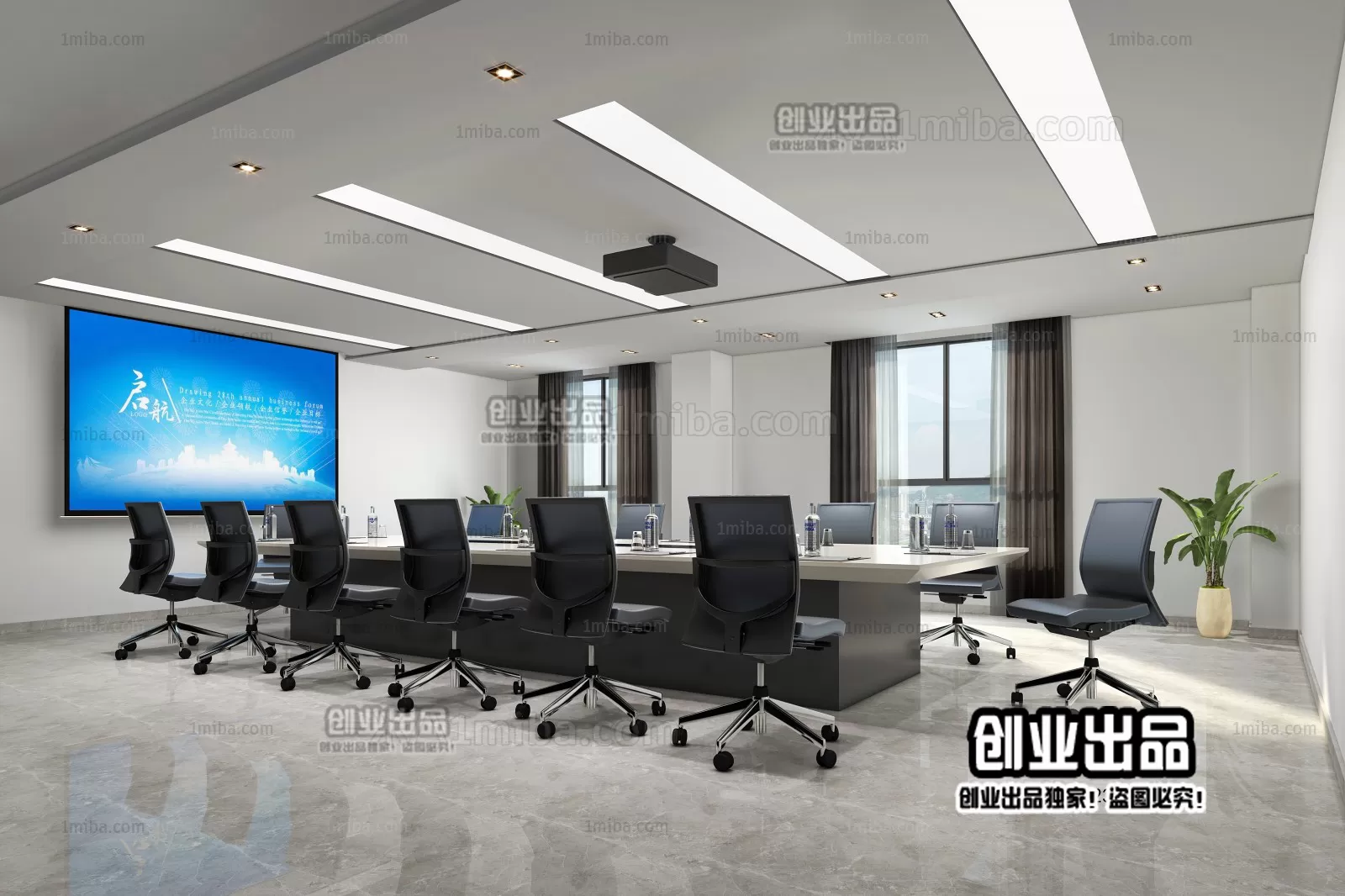 3D OFFICE INTERIOR (VRAY) – MEETING ROOM 3D SCENES – 154