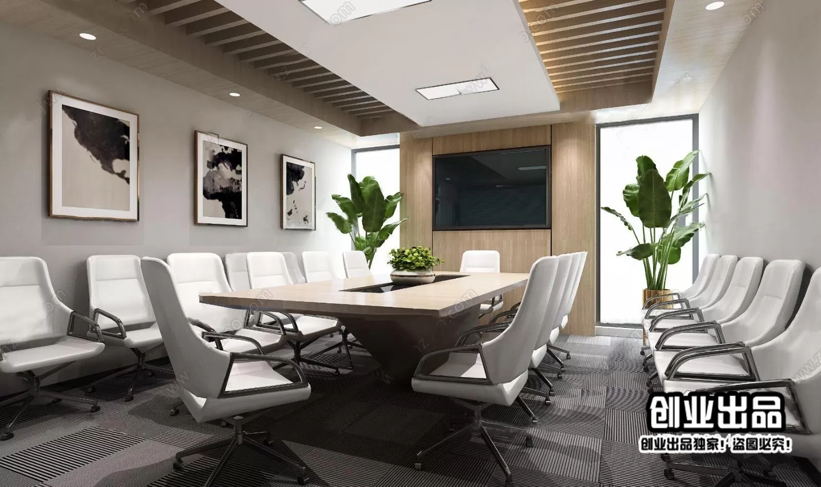 3D OFFICE INTERIOR (VRAY) – MEETING ROOM 3D SCENES – 155