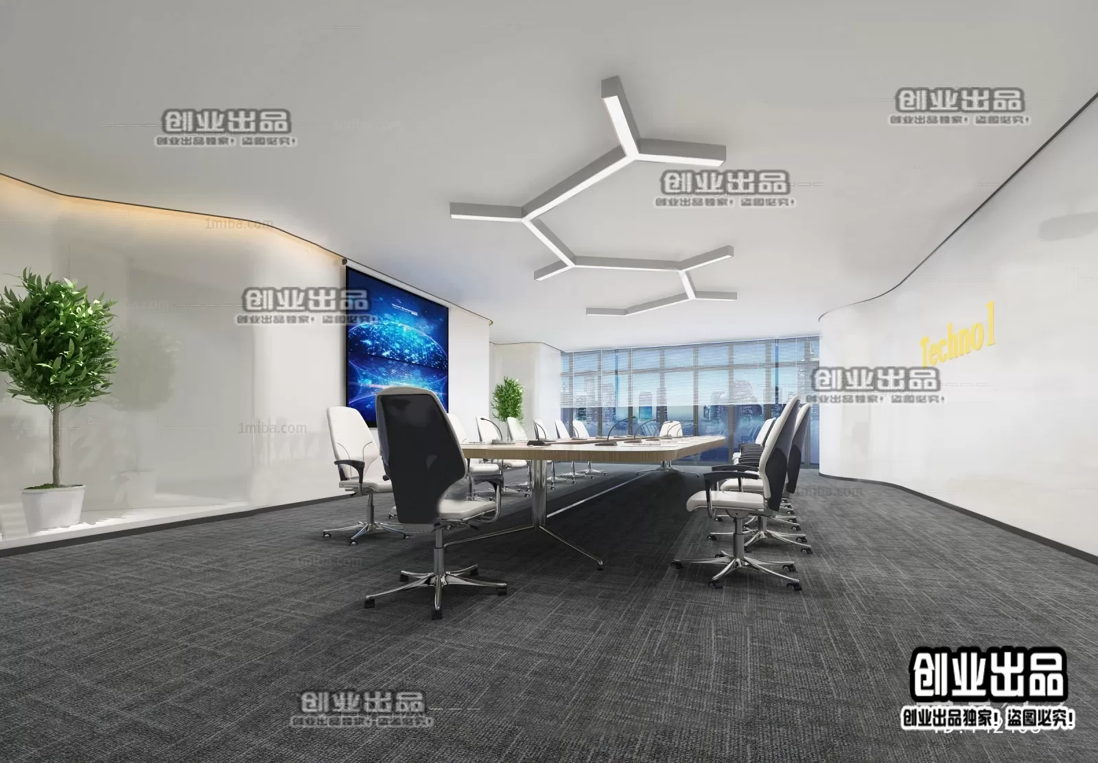 3D OFFICE INTERIOR (VRAY) – MEETING ROOM 3D SCENES – 161