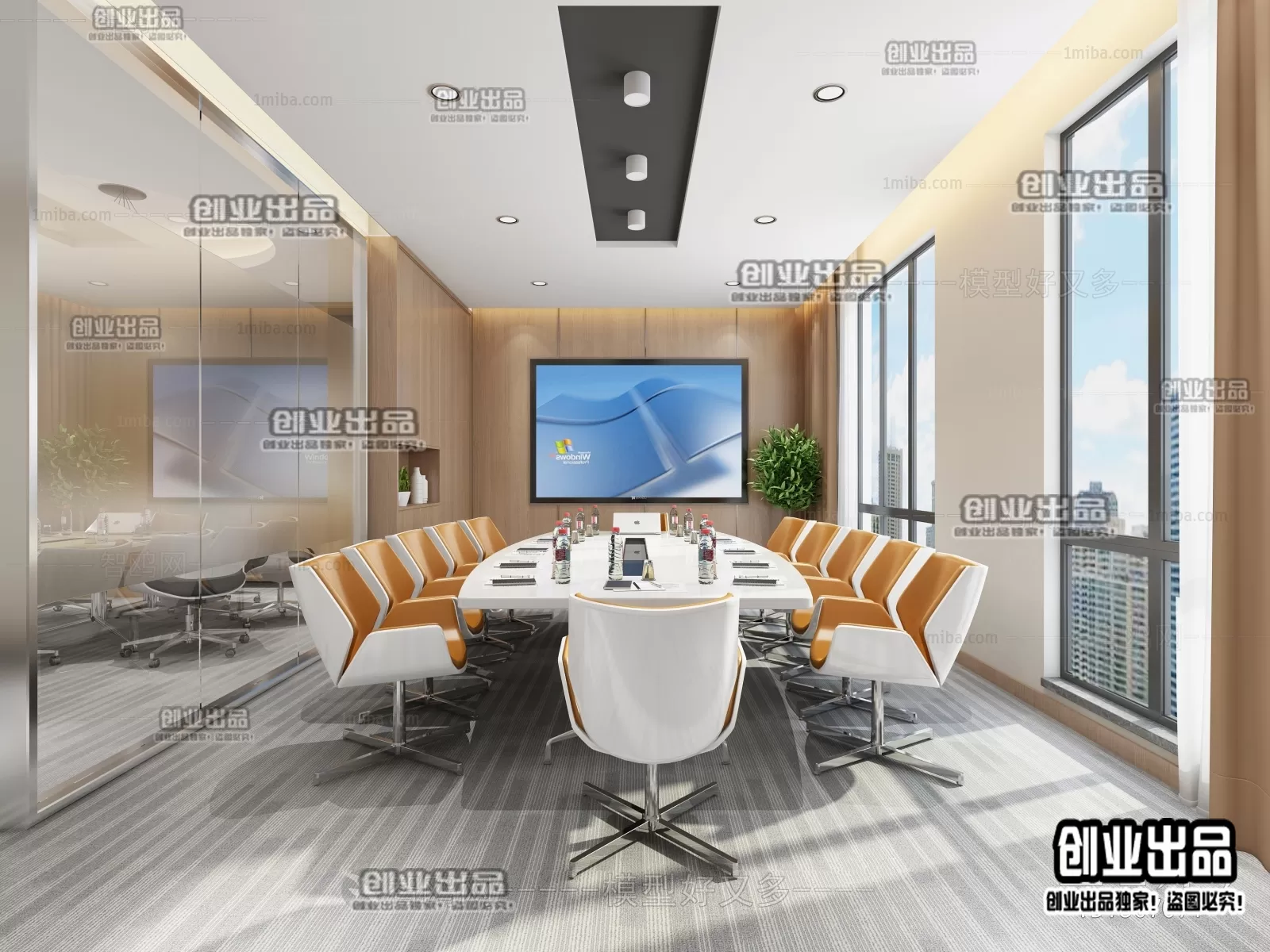 3D OFFICE INTERIOR (VRAY) – MEETING ROOM 3D SCENES – 163