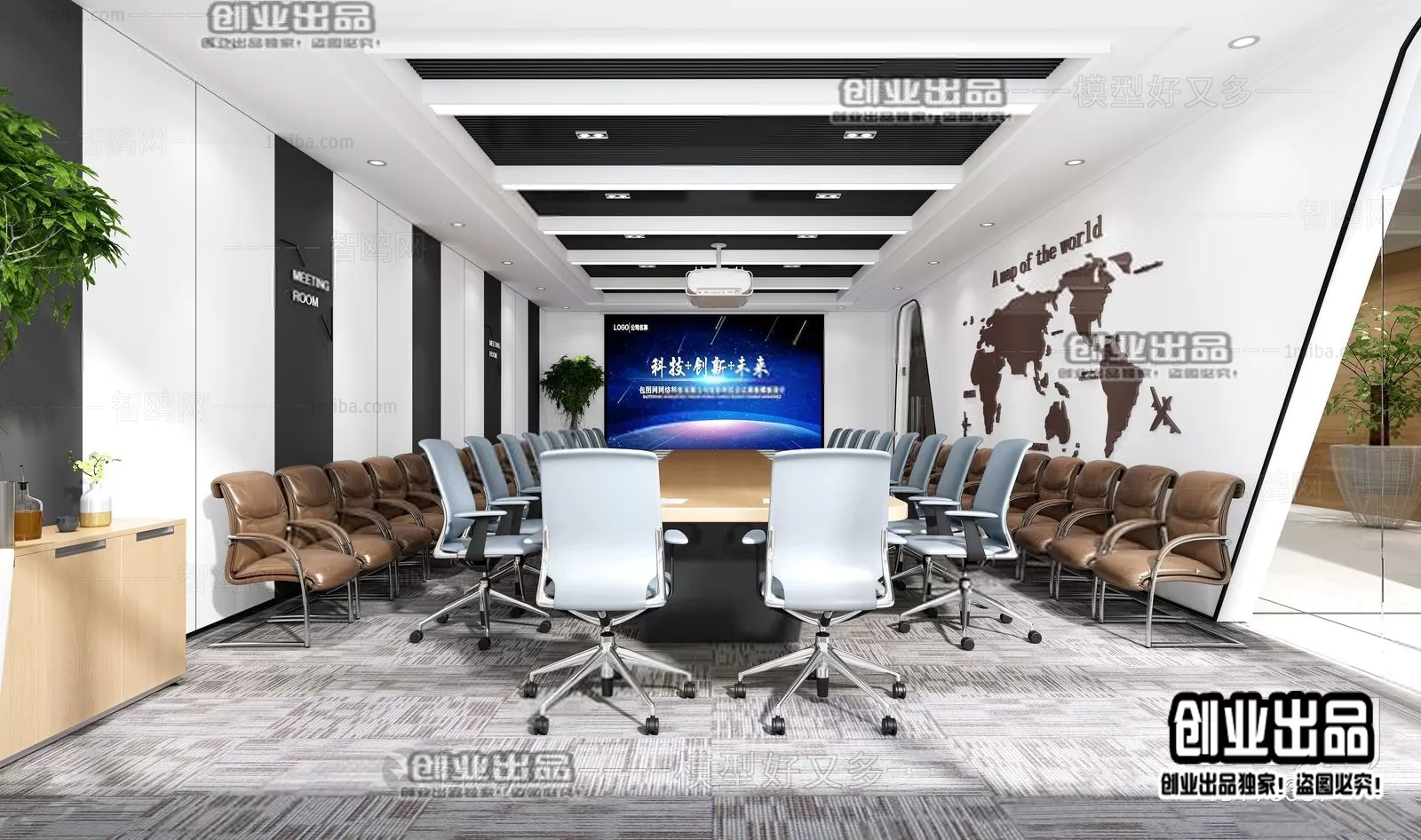 3D OFFICE INTERIOR (VRAY) – MEETING ROOM 3D SCENES – 167