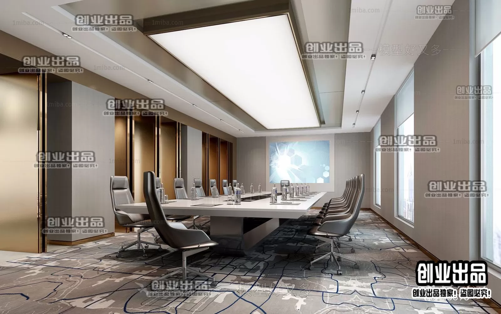 3D OFFICE INTERIOR (VRAY) – MEETING ROOM 3D SCENES – 169