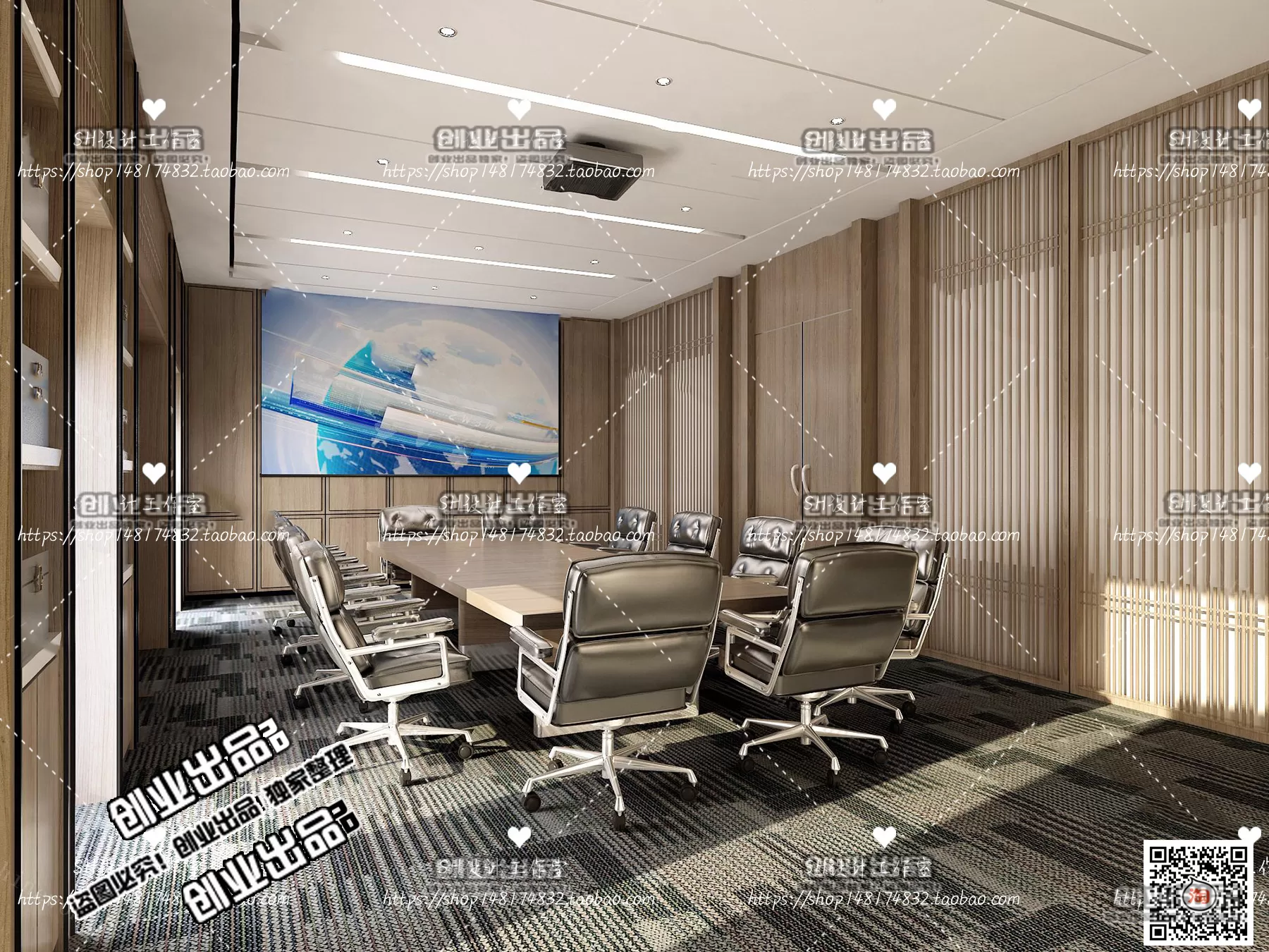 3D OFFICE INTERIOR (VRAY) – MEETING ROOM 3D SCENES – 170