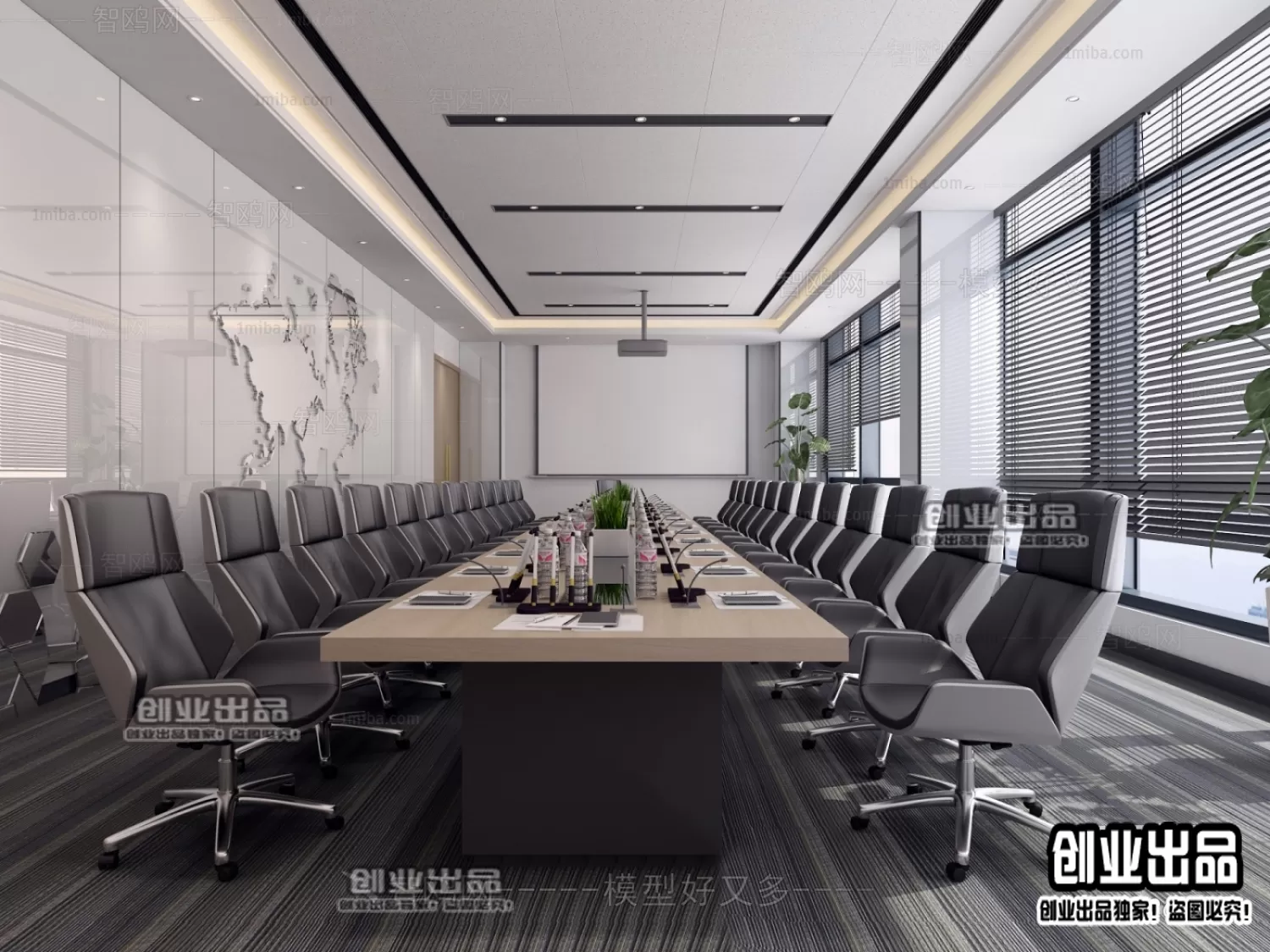 3D OFFICE INTERIOR (VRAY) – MEETING ROOM 3D SCENES – 171