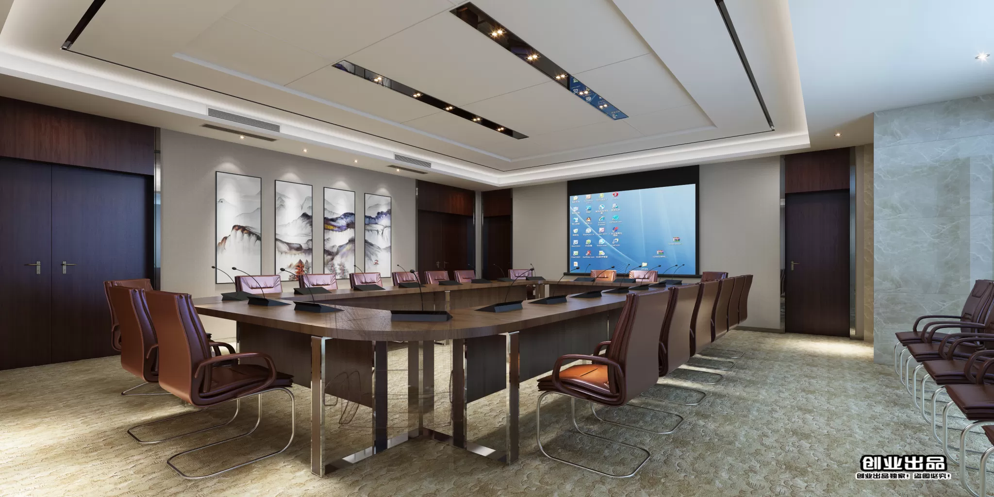 3D OFFICE INTERIOR (VRAY) – MEETING ROOM 3D SCENES – 173