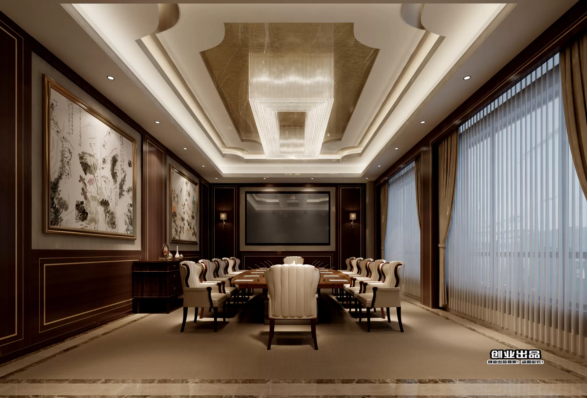 3D OFFICE INTERIOR (VRAY) – MEETING ROOM 3D SCENES – 180