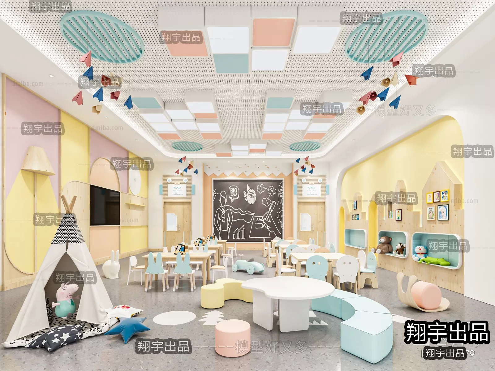 3D SCHOOL INTERIOR (VRAY) – KINDERGARTEN 3D SCENES – 002