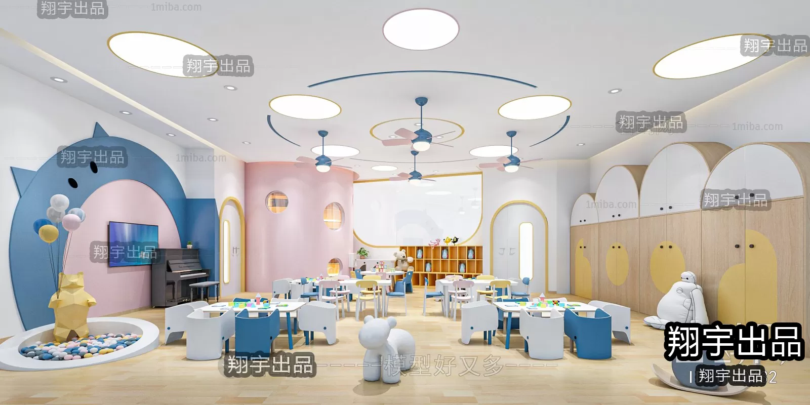 3D SCHOOL INTERIOR (VRAY) – KINDERGARTEN 3D SCENES – 003