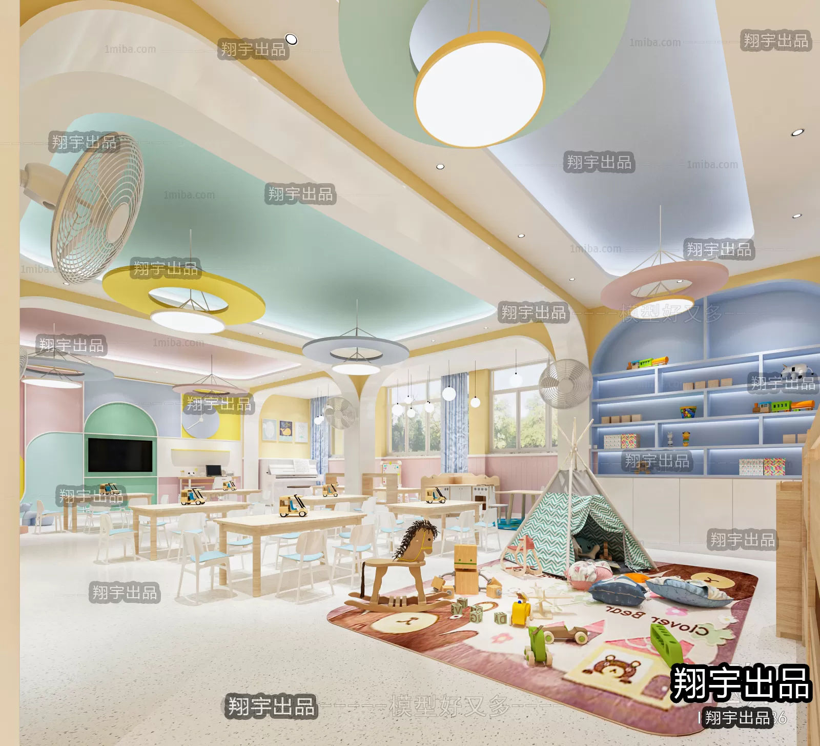 3D SCHOOL INTERIOR (VRAY) – KINDERGARTEN 3D SCENES – 005
