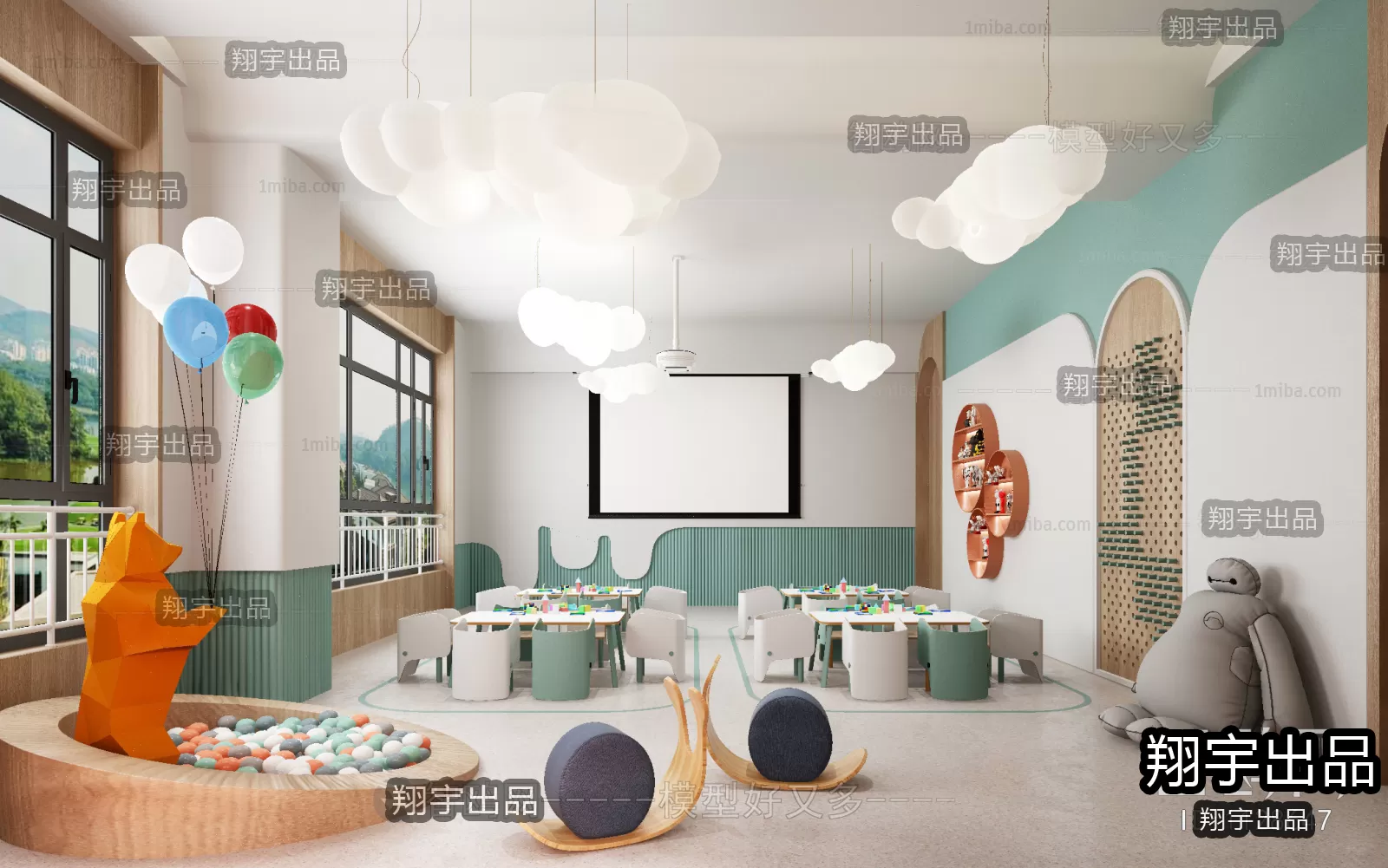 3D SCHOOL INTERIOR (VRAY) – KINDERGARTEN 3D SCENES – 006
