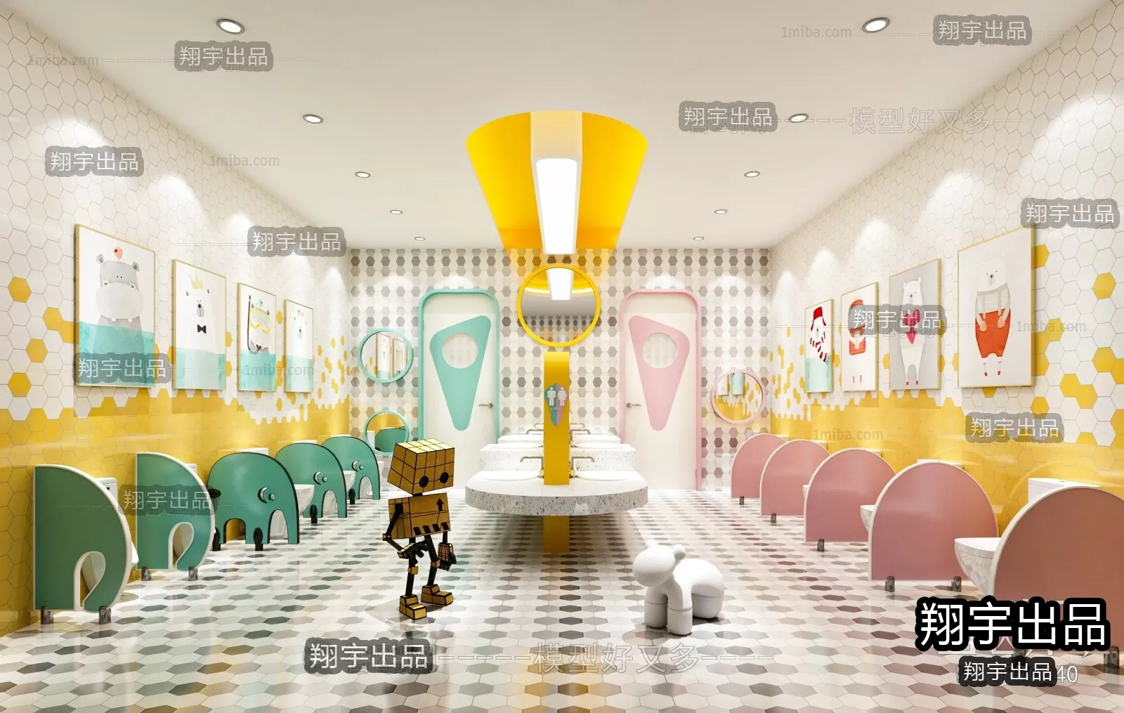 3D SCHOOL INTERIOR (VRAY) – KINDERGARTEN 3D SCENES – 008