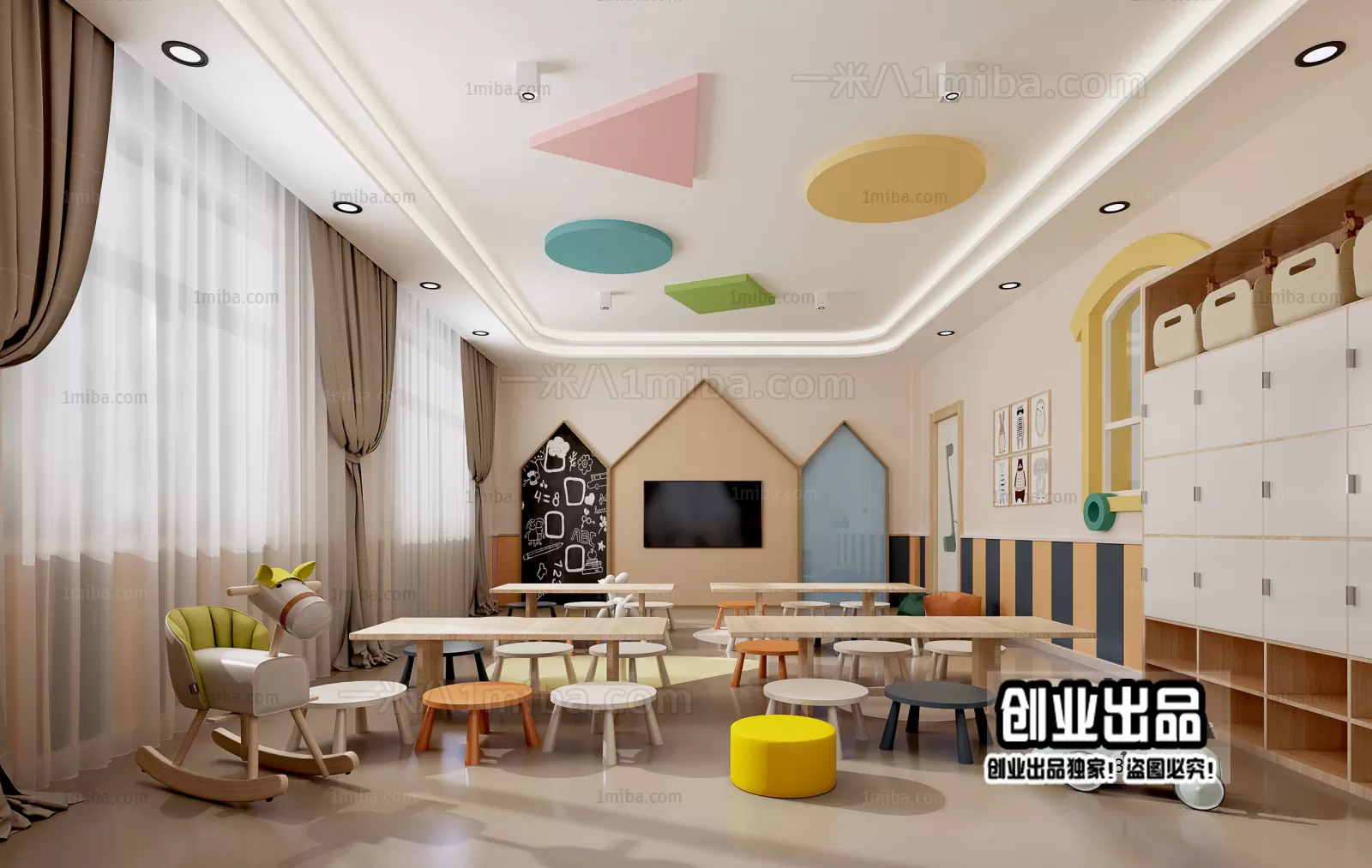 3D SCHOOL INTERIOR (VRAY) – KINDERGARTEN 3D SCENES – 013