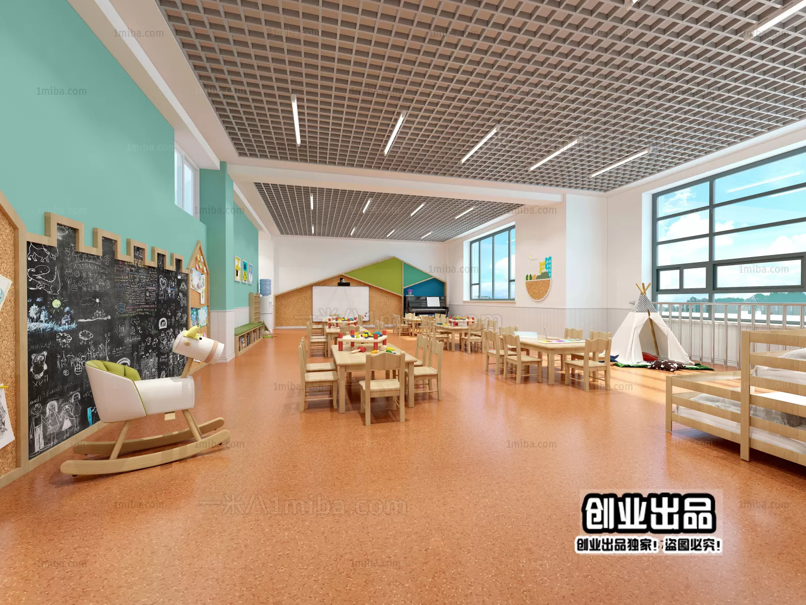 3D SCHOOL INTERIOR (VRAY) – KINDERGARTEN 3D SCENES – 014