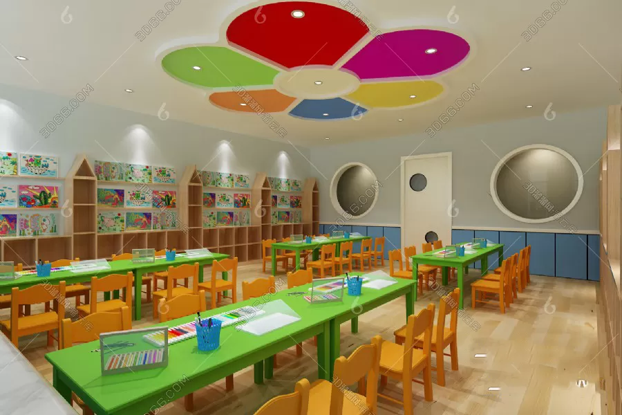 3D SCHOOL INTERIOR (VRAY) – KINDERGARTEN 3D SCENES – 022