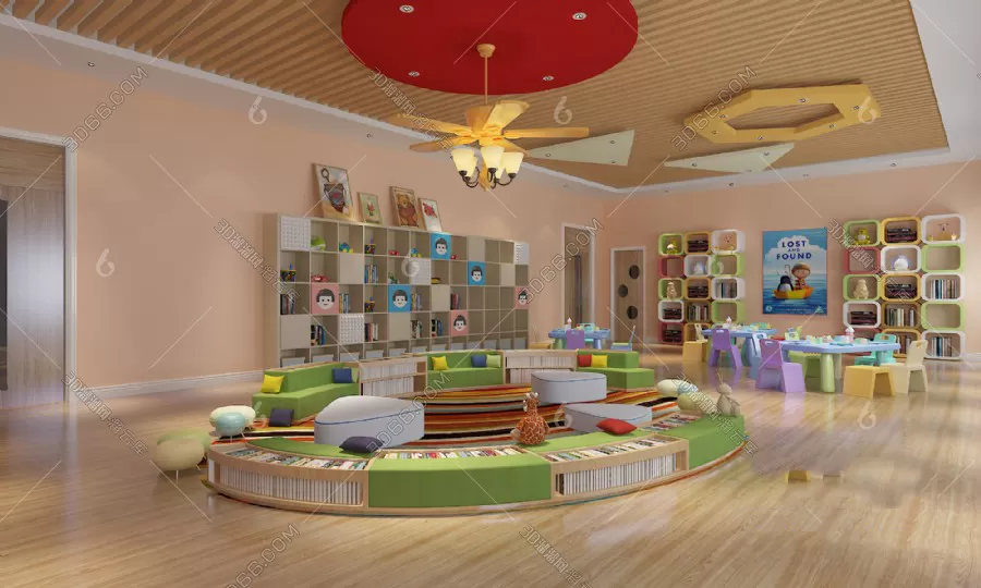 3D SCHOOL INTERIOR (VRAY) – KINDERGARTEN 3D SCENES – 023