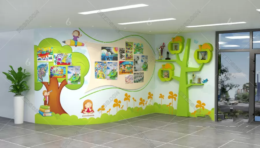 3D SCHOOL INTERIOR (VRAY) – KINDERGARTEN 3D SCENES – 024