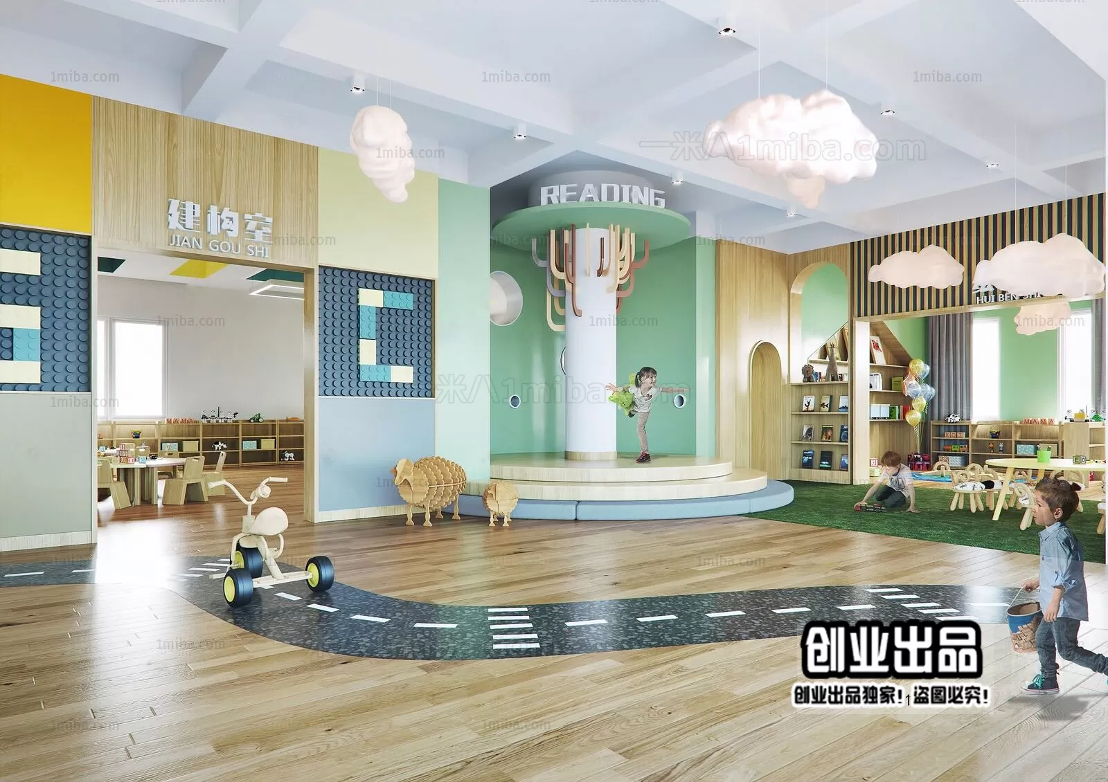 3D SCHOOL INTERIOR (VRAY) – KINDERGARTEN 3D SCENES – 042